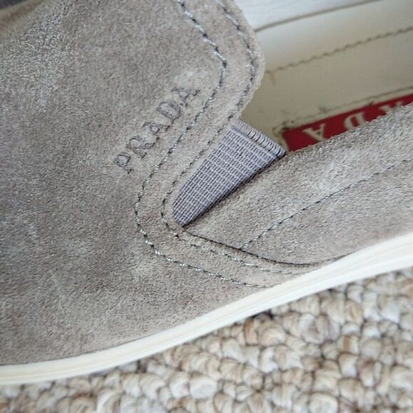 Prada light gray suede slip on sneakers size 36.5 - Picture 8 of 12